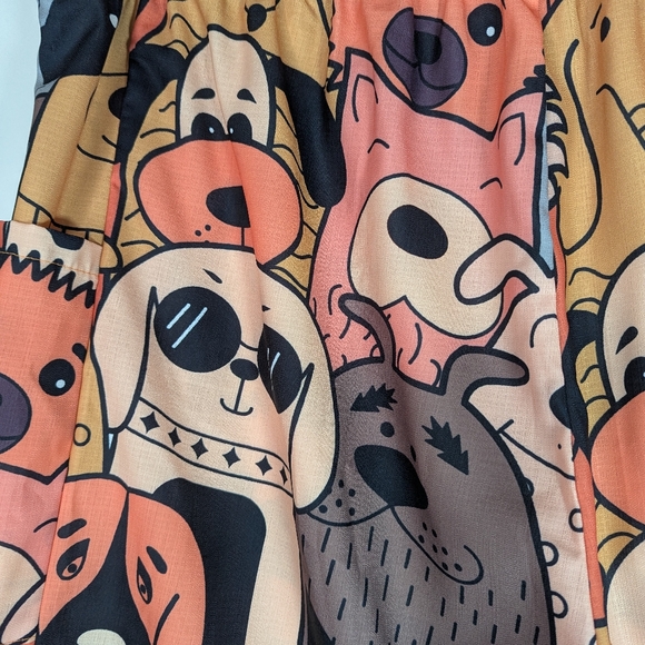 Dog Lover Pants Print Womens Plus 3X to 5X High Rise Wide Leg Multicolor Pocket - Picture 6 of 10